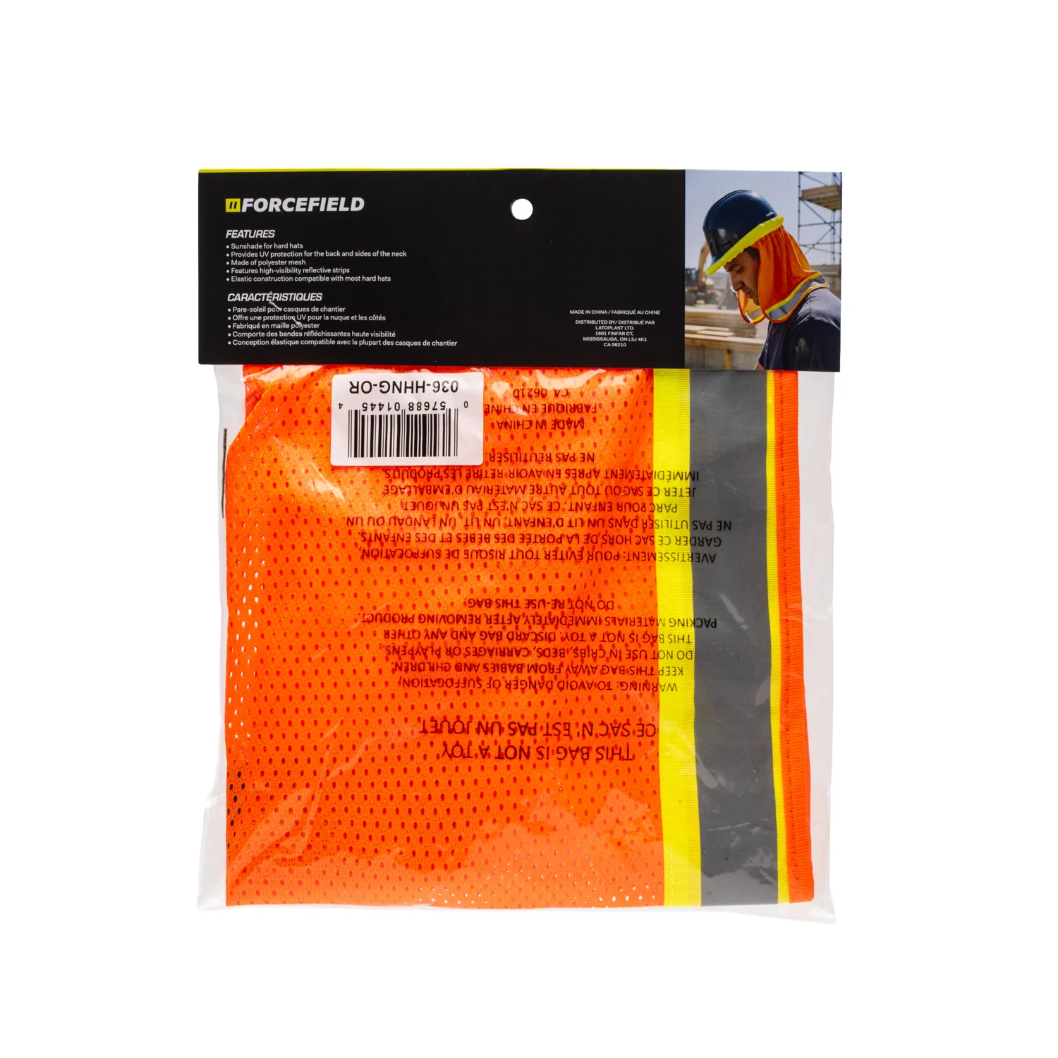 Hi-Vis Orange Reflective Mesh Hard Hat Sun Shade Neck Shield - HHNG-OR - Image 3