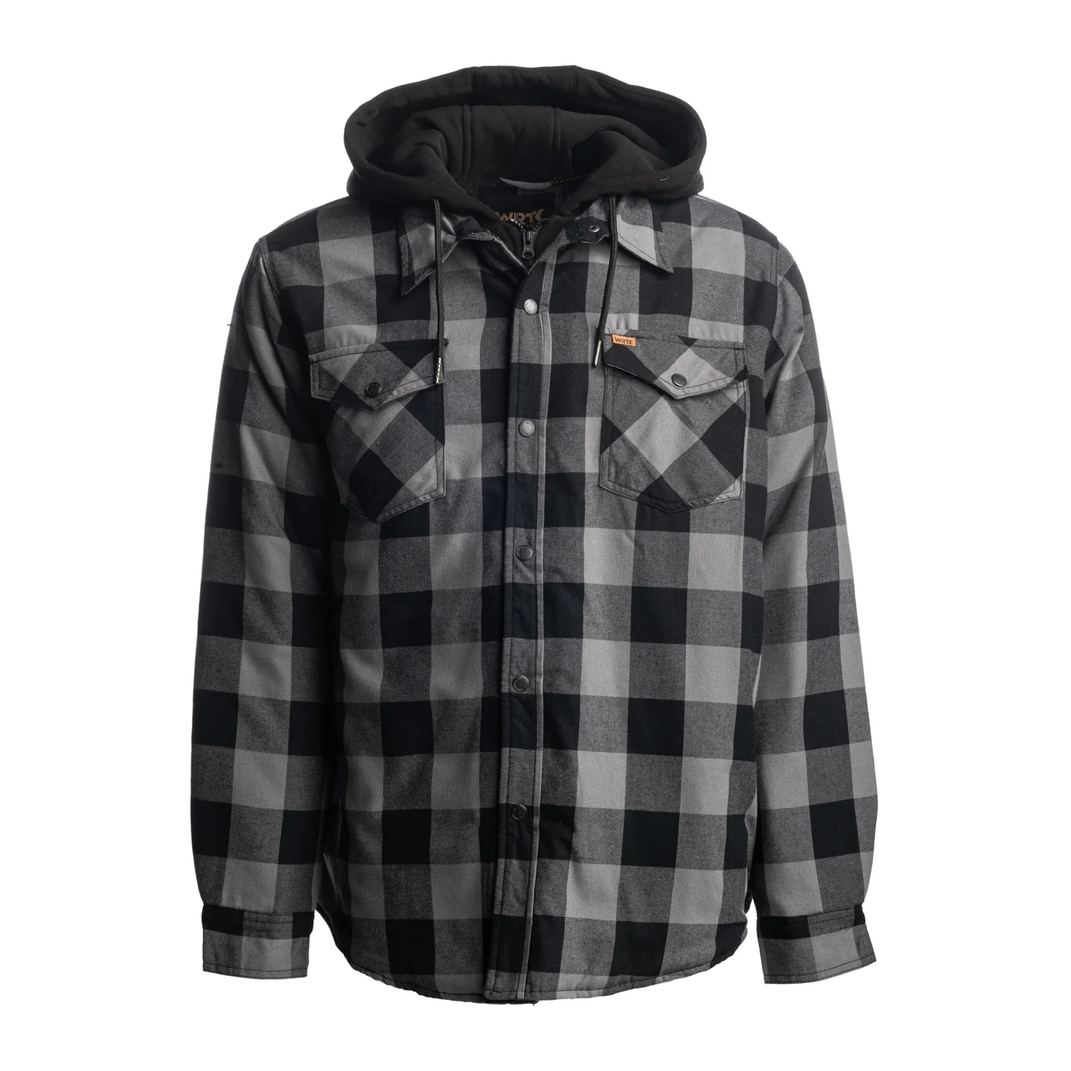 Men’s Quilted Flannel Jacket with Hood - TK-1687GRY
