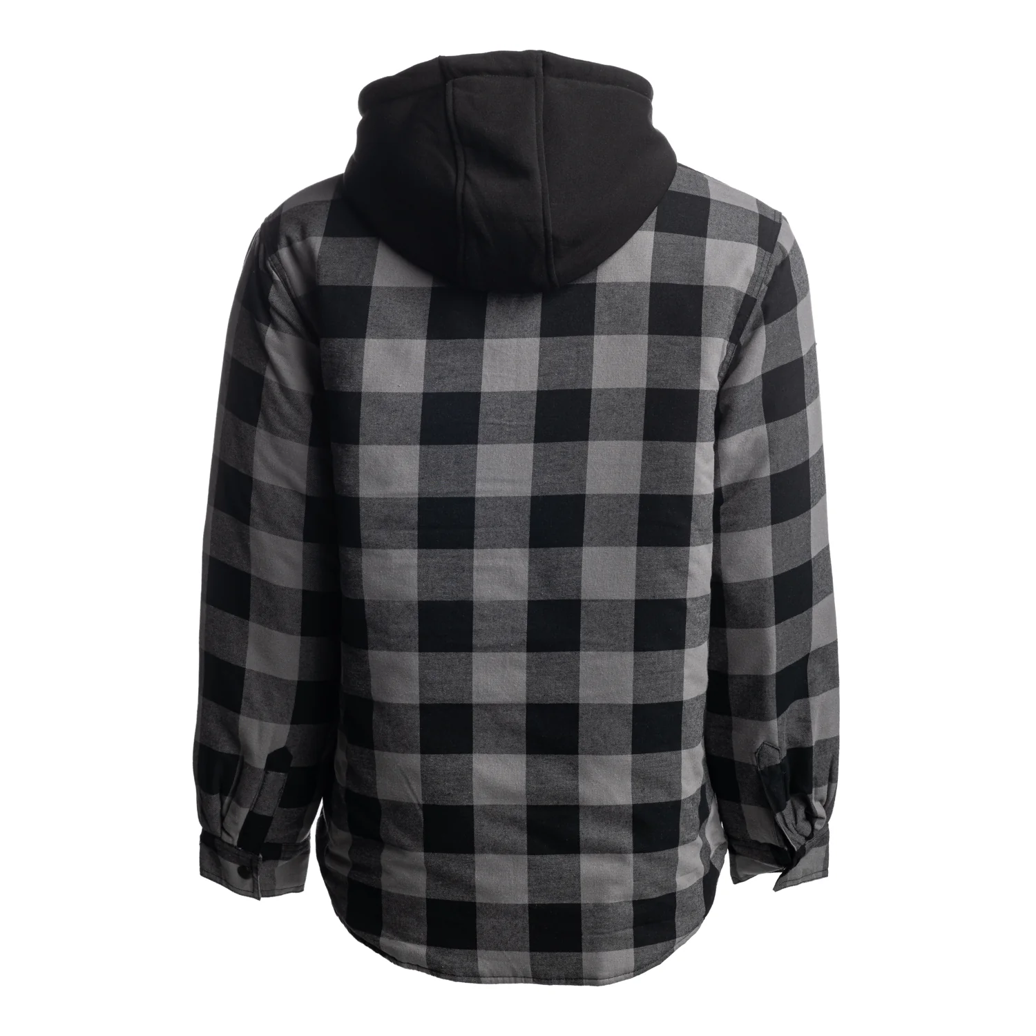 Men’s Quilted Flannel Jacket with Hood - TK-1687GRY - Image 2