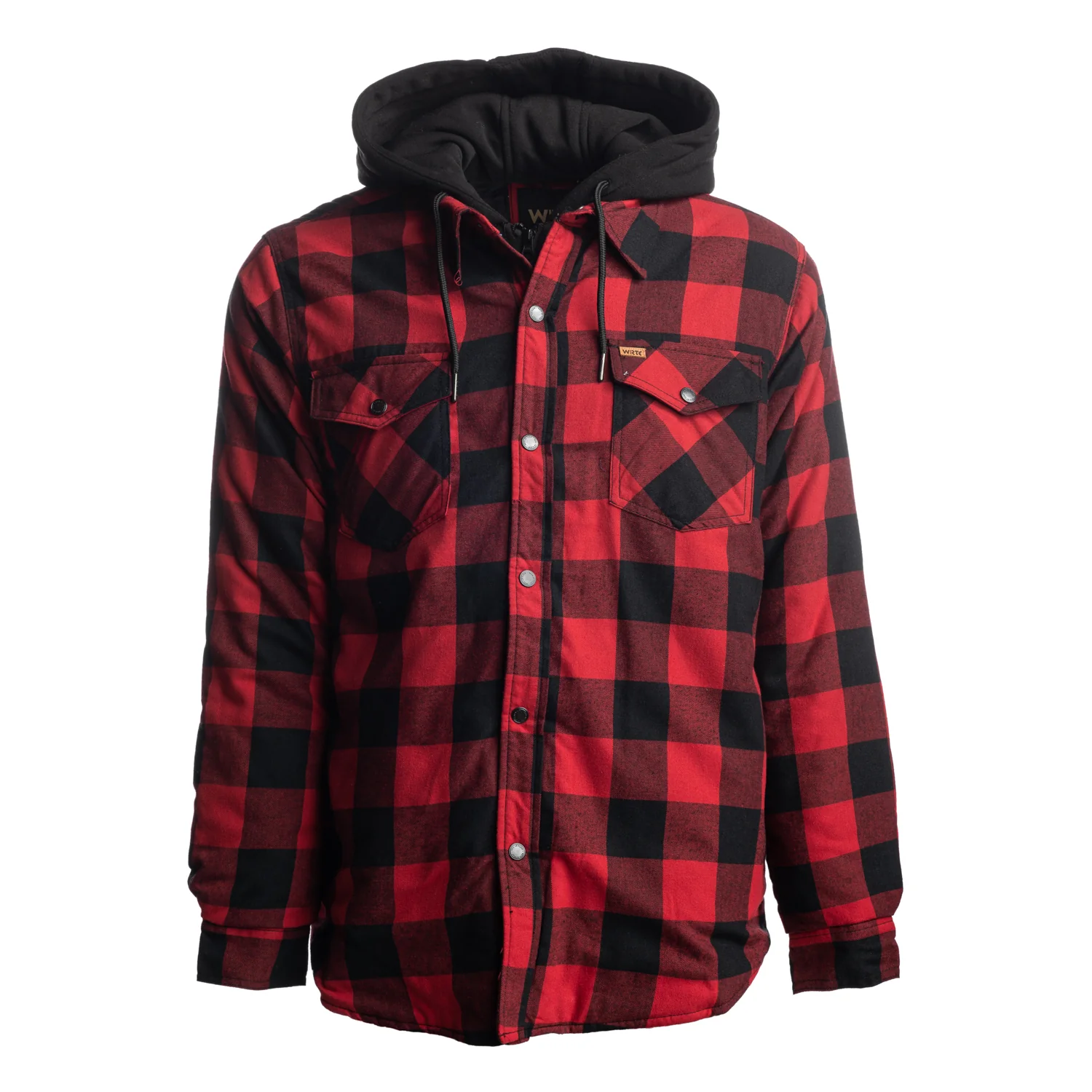 Men’s Quilted Flannel Jacket with Hood - TK-1687RED